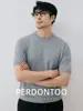 Estilo de Lujo 'Old Money' Suéter de Manga Corta para Hombre Mezcla de Lana Primavera y Otoño Cuello Redondo Punto Básico Casual