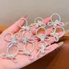Elástico de Cabelo Infantil Prata com Laço e Pedras, Anel de Polegar, Estilo Doce e Descolado para Meninas, Corda de Cabelo Trançada, Elástico de Cabelo para Bebê