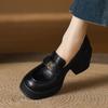 Mocasines de Cuero Suave con Suela Gruesa para Mujeres de Baja Estatura, Nuevos Zapatos de Cuero Camelia Otoño e Invierno 2026 con Forro de Felpa y Zapatos de Plataforma Elevadores para Mujer