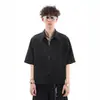 Cardigan americano con caída, corte limpio, cierre, solapa, camisa de manga corta corta, estilo old money para hombre, camisa de manga corta