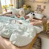 Nuevo juego de cuatro piezas jacquard teñido en hilo de alto peso, estilo simple y fresco, ropa de cama estilo princesa de lujo ligero