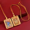 Colar Pingente Thangka de Xizang com Oito Santos Protetores do Zodíaco e Verso Wuye Dupla Face