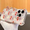 Adecuado para iPhone 18 Pro Estilo 15Ins Funda para Teléfono con Lazo y Cerezas Brillantes de Cuatro Esquinas Anti-Caídas 16 Apple Cobertura Completa