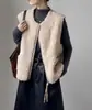 Moda Estilo Coreano Versátil Chaleco Cálido de Imitación de Lana de Cordero para Mujer Otoño Invierno Estilo Coco Elegante Suave Chaleco Corto Ropa de Abrigo