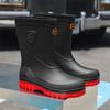Botas de Lluvia para Hombre Transfronterizas Moda Suela Media Gruesa Impermeables Antideslizantes Zapatos de Goma Cocina Lavado de Autos Pesca Montañismo Zapatos de Trabajo