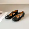 Versão em Couro~Sapatilhas Retrô Francesas, Sapatos Baixos de Couro para Mulheres, Novo Modelo 2025 Sapatos Mary Jane, Sapatos de Ovo Rolo Femininos