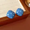 Pendientes Cuadrados con Lunares de Aguja de Plata a la Moda y Sencillos, Estilo Vintage, Pendientes Versátiles, Pendientes Exagerados de Nicho Centrados en el Diseño