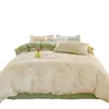 Conjunto Minimalista de Quatro Peças Classe A Estilo Ins Roupa de Cama Doméstica Lençol Capa de Edredom Algodão Lavado Gaze de Camada Dupla Capa de Colcha Roupa de Cama Jdzt