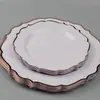 7,5 10,25 Polegadas Prato De Jantar Descartável Rosa Quente Phnom Penh Prato De Renda Prato De Plástico Rígido PS Conjunto De Soco Quente