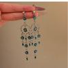 Pendientes Largos con Borla de Flor de Zirconia con un Toque de Lujo Ligero y de Alta Gama, Pendientes de Artesanía Pesada Estilo Bosque, Modernos y de Diseño Único