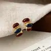 Moda Retro Lujo Ligero Elegante Gama Alta Pendientes de Gota de Aceite Rojo Ancola Colección Pendientes Simples y Versátiles para Mujer