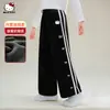 Calça Jogger de Lã Opcional para Meninas Outono e Inverno 2025, Perna Larga, para Crianças Maiores, com Trama de Cadarço Lateral
