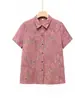 Ropa de verano para madres, camisas elegantes de manga corta, tops para abuelas, camisas cárdigan holgadas de talla grande de algodón puro para mujeres de mediana edad y mayores