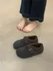 Sapatos Peludos Retro Feios-Fofos com Solado Grosso para Mulheres 2025 Inverno Novos Casuais Quentes Antiderrapantes de Algodão Versáteis Sapatos Birkenstock