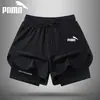 Shorts Esportivos de Verão Pesados Estilo Europeu e Americano Cor Sólida Estampado Shorts para Corrida de Maratona Pista e Campo Secagem Rápida Estilo Americano Calça Esportiva Interna