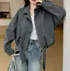 Chaqueta corta de moda estilo coreano con cuello alto para mujer, nueva colección otoño 2026, holgada y casual, top que rejuvenece para figuras petite