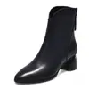 Botines de Piel Suave para Mujer 2026 Otoño Invierno Nueva Llegada Punta Fina Tacón Grueso Botas Martin Con Terciopelo Cálido Elegantes Tacones Altos Botas Color Nude