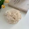 Scrunchie de chiffon com borda de pétalas estilo francês suave, leve e elegante para ir ao trabalho, encontros, uso diário, acessório de cabelo versátil para a parte de trás da cabeça