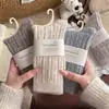 Calcetines de Lana de Punto Grueso Color Sólido 2025 Estilo Old Money Otoño e Invierno Moda Retro para Mujer Calcetines Gruesos Cálidos de Media Pantorrilla Caídos