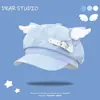 Gorra de Niñero Nueva Marrón Linda con Orejas de Gato para Mujer 2026, Primavera y Otoño, Circunferencia de Cabeza Grande, Versátil, Adelgazante de Rostro