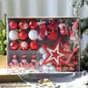 Bolas de Natal Bolas Plásticas Acessórios de Decoração para Árvore de Natal Caixas com Grade de Nove Quadrados 6 Bolas Pintadas Conjunto de Bolas de Formato Especial