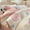 Algodão Lavado Classe A Conjunto de Quatro Peças para Dormitório Estudantil Conjunto de Três Peças Algodão Puro Roupa de Cama Completa Lençóis Capa de Edredom Atacado 4
