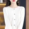 Camada base de primeira linha jaqueta ready-to-wear para cross-border suéter de primavera para mulheres gola redonda cardigã de tricô estilo fino sem costura para cross-border