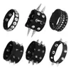 9 Peças de Venda Direta da Fábrica Exagerados Braceletes Masculinos de Couro Sintético, Joias de Pulseira Punk Europeias e Americanas Não Convencionais com Tachas e Rebites