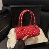 Bolso Único de Lunares para Mujer 2025 Nuevo Bolso de Hombro Cruzado Retro Francés Bolso de Mano Exquisito Bolso Cilíndrico