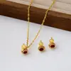 Collar de Cadena para Clavícula, Pendientes de Ágata de la Fortuna y Colgante de Calabaza Incrustado con Diamantes, Conjunto de Moda de Lujo Ligero