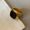 Anillo retro de circonita con ojo de tigre dorado para mujer, diseño de nicho, anillo de lujo ligero de alta gama europeo y americano, combinable con todo.