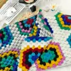 Tecido de Lã com Agulha de Tricô Multicolorido Padrão Tricotado Roupa de Tricô Outono e Inverno Casaco Boneca Feita à Mão Tecido de Pelúcia Espessado