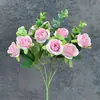 10 Ramilletes Artificiales de Rosas Diseño de Escena de Boda Decoración para Hogar Hotel Adornos de Flores Artificiales Transfronterizos Venta al por Mayor