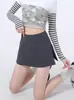 Falda Gris de Corte A para Mujer, Falda-Pantalón Deportiva Casual Versátil, Falda Corta de Traje para Primavera y Verano, Falda Bodycon de Cintura Alta para Mujer Petite