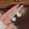 Requintado diamante completo flocos de neve brincos de pérola design de nicho brincos de alta qualidade Luz feminina luxo retro internet celebridade temperamento brincos