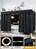 Cortina de cama de riel suave en forma de U de color negro puro para litera inferior en dormitorio estudiantil, cortina de cama de dormitorio con fuerte bloqueo de luz