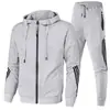 2025. Conjunto esportivo masculino transfronteiriço para primavera e outono, moletom com zíper e calça longa para corrida e fitness, camisa com zíper de camada de ar