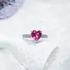 Moda Nuevo Lujo Ligero Simple Corazón Rubí Sintético y Zafiro Anillo Ajustable Completo Circonita Romántico Dulce Anillo