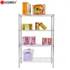 Estantería de Almacenamiento de Piso de Fábrica Estantería de Cuatro Niveles de Pie Estantería de Almacenamiento Simple Color Acero Inoxidable Estantería de Almacenamiento de Arte en Hierro para el Hogar Estilo DIY