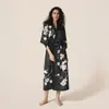Roupão Feminino Estampado Plus Size de Verão, Roupão de Banho de Cetim Imitação de Seda de Luxo, Roupa de Casa Feminina