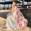 Protetor solar de verão cachecol fino estampado cachecol externo moda retrô estilo étnico toalha de praia xale de viagem