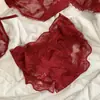 2026 Año Nuevo Chino Rojo Boda Sexy Panties de Satén y Encaje para Mujer 10A Algodón Antibacteriano Entrepierna Extendida Cintura Media