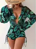 Maiô Europeu e Americano Três Peças Personalizado Estampado para Mulheres, Moda Transfronteiriça Amazon e Aliexpress, Estiloso e Sexy