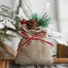 Gangheng Sacola da Sorte de Natal Transfronteiriça Saco de Presente de Juta Pequeno Saco de Presente Decoração Enfeite para Pendurar na Árvore de Natal Suprimentos de Decoração