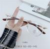 Gafas de moda anti luz azul para mujer sin maquillaje, montura adelgazante, patilla con veta de madera, espejo plano al por mayor 00363