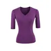 Venta al por mayor de ropa de mujer transfronteriza, estilo europeo y americano, nueva moda primavera 2026, versátil, multicolor, cuello en V, cómoda, manga media, camiseta top