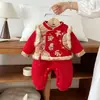 Traje de Año Nuevo para Bebé Mono Rojo Pelele Grueso de Invierno Ropa Festiva para Salir