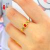 Anillo Palacio Nacional de la Moda apertura ajustable con incrustaciones estilo palaciego retro chino dedo anillo para mujer oro arena no se desvanece