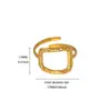 Anillo Geométrico Abierto tipo Línea Cepillada de Acero Inoxidable con Sensación de Alta Gama, Anillo para Dedo Índice de Lujo Ligero Electroplateado al Vacío de 18K