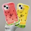 Capa de Celular de Melancia de Verão para Apple 16promax 14 Silicone Transparente 13 Suporte Duplo 15 Criativa Pequena Fresca
